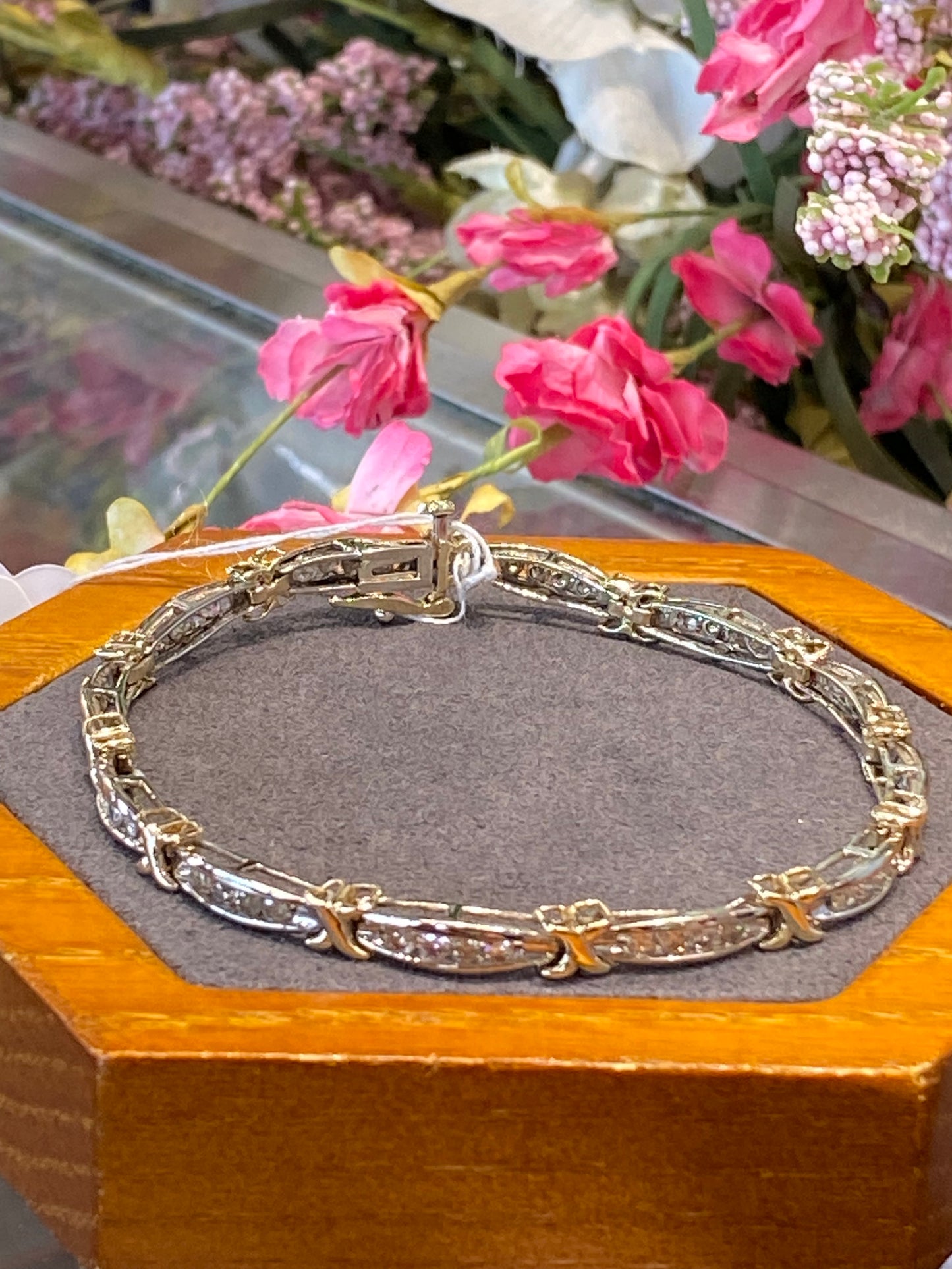 14k Two Tone Diamond Tennis Bracelet