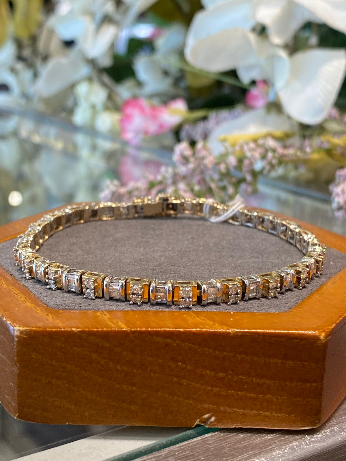 14k Two Tone Diamond Tennis Bracelet