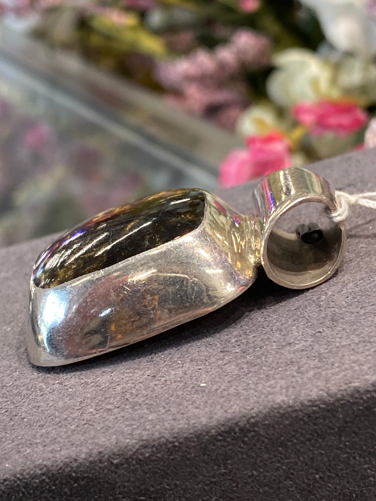 Silver Charm With Colored Stone