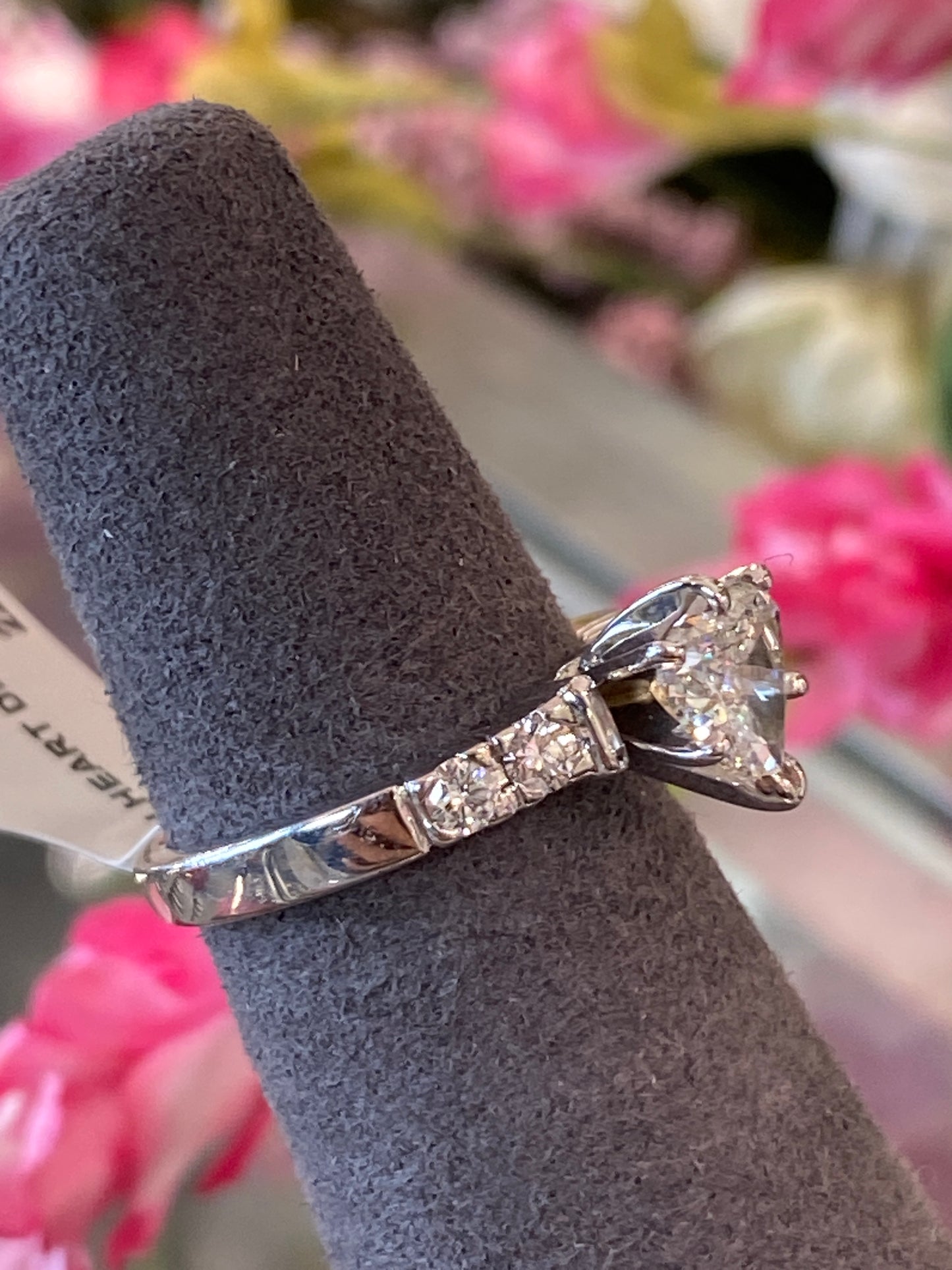 14k White Gold Diamond Heart Engagement Ring