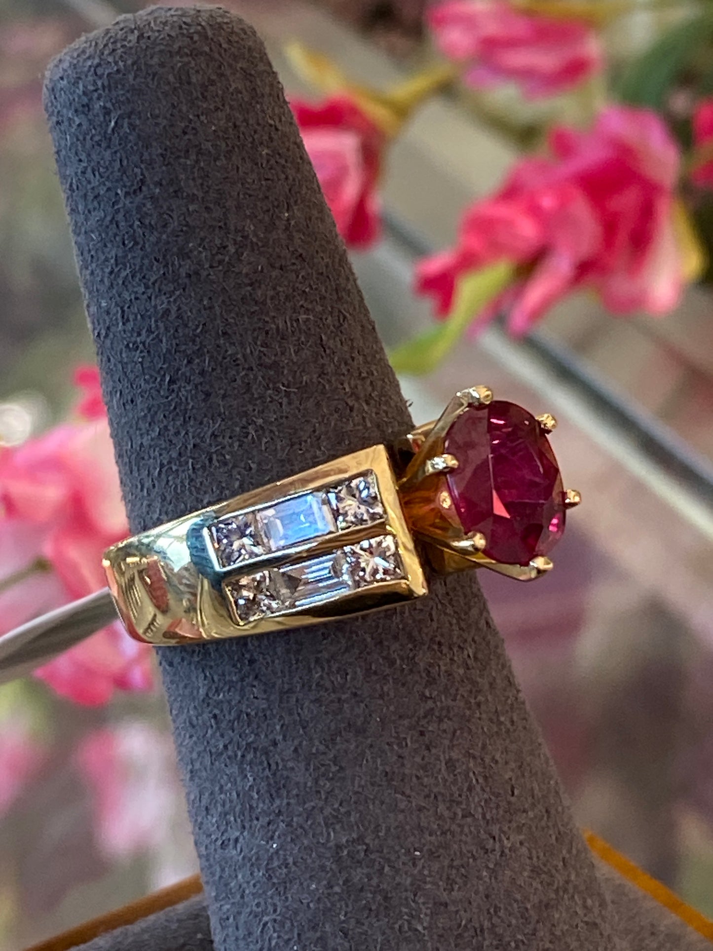14k Yellow Gold Ruby & Diamond Ring