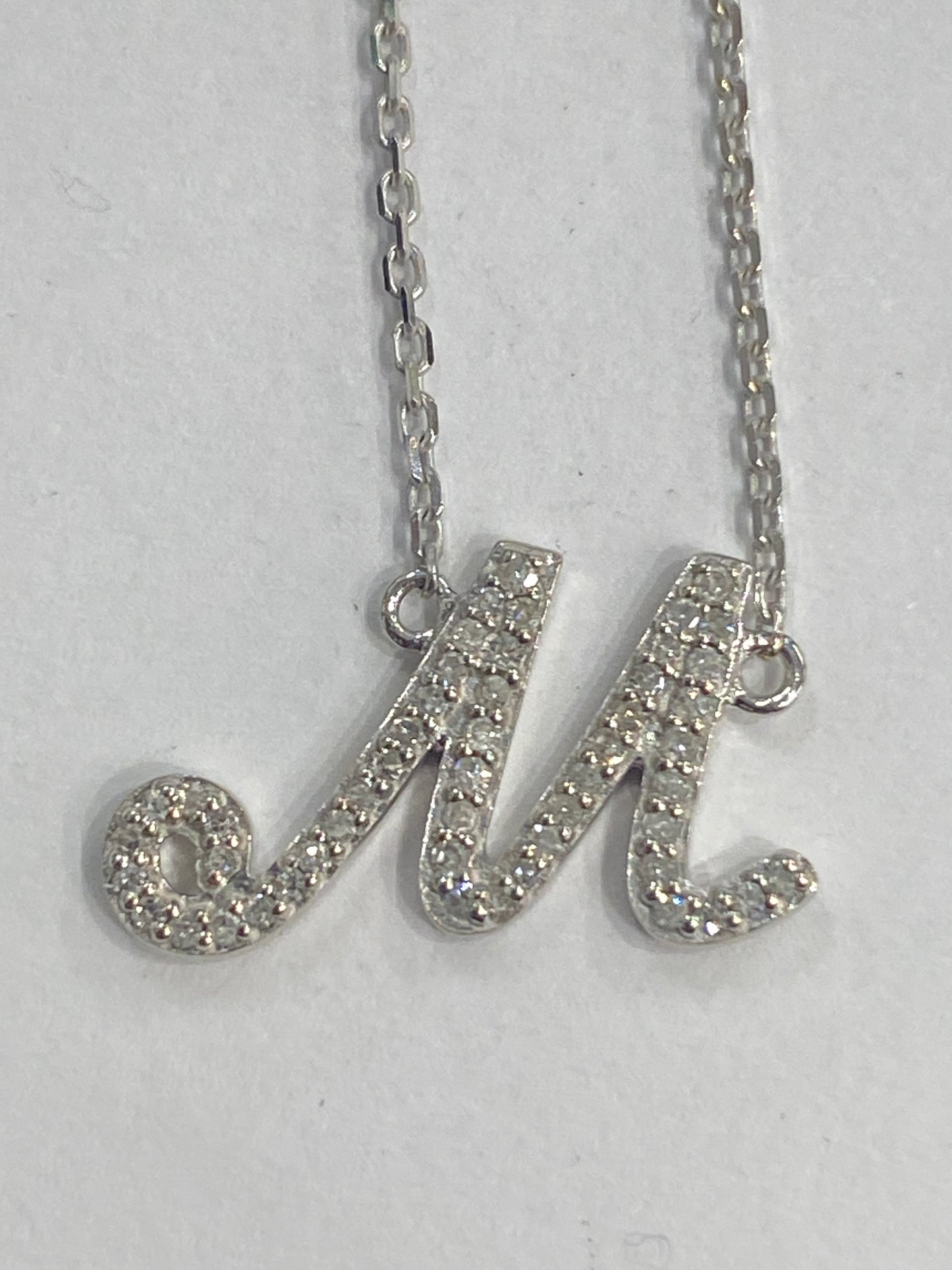 10k White Gold Chain With Diamond Pendant