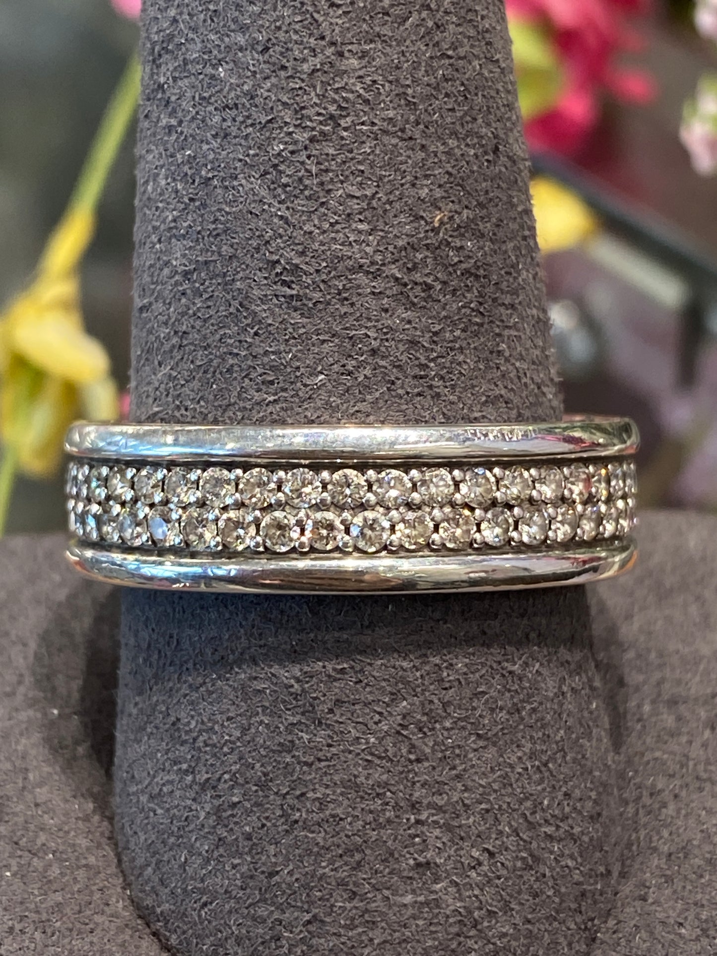 Silver David Yurman Diamond Band