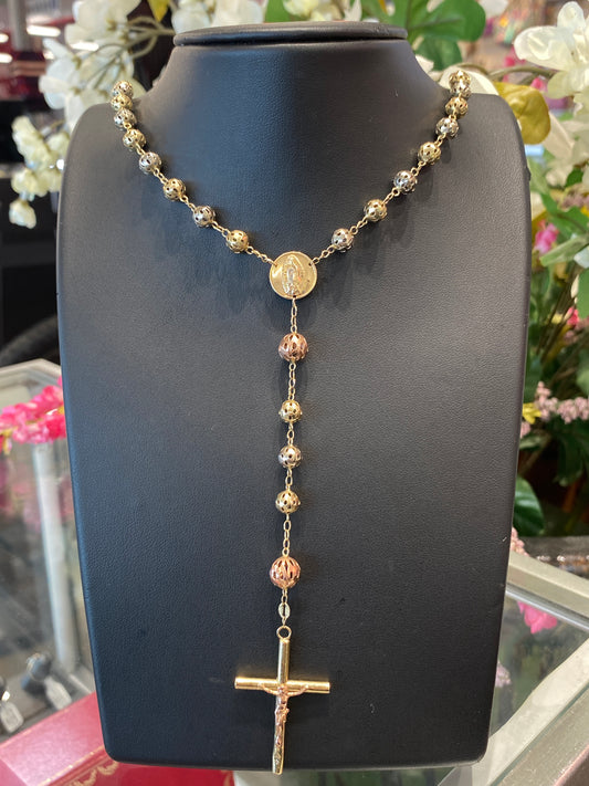 14k Tri Gold Rosary