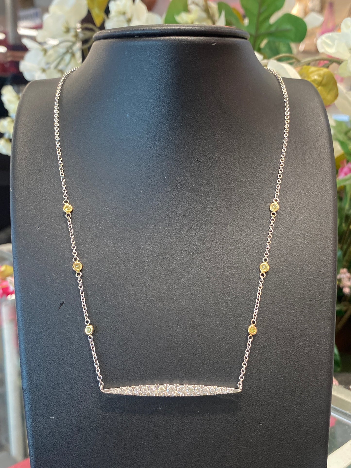 14k Two Tone Chain W/Diamond Pendant