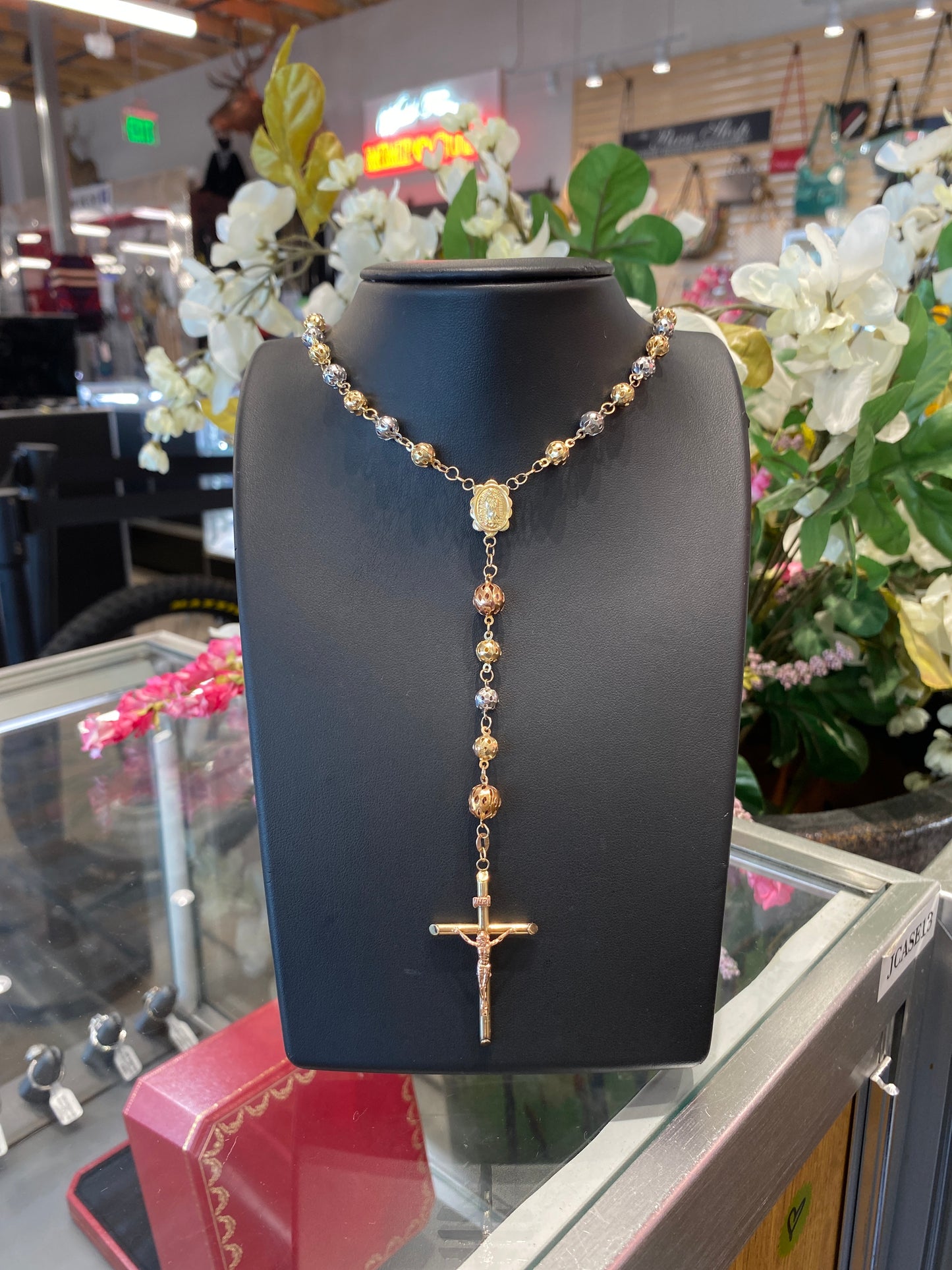 14k Tri Gold Rosary