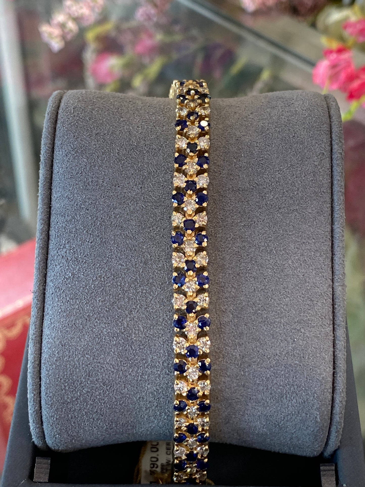 14k Yellow Gold Sapphire & Diamond Bracelet