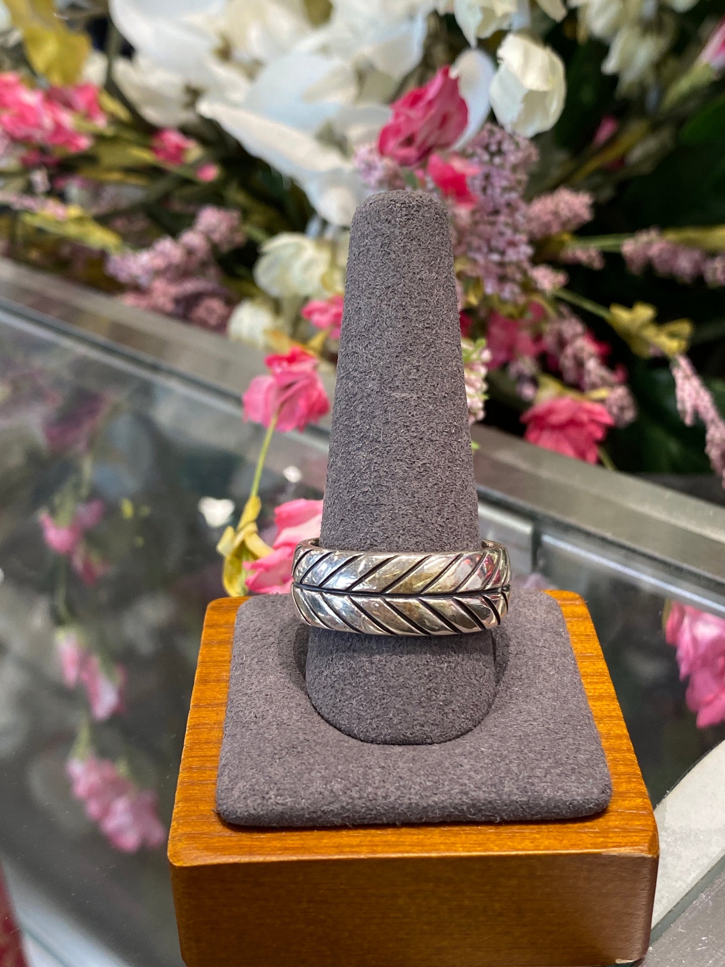 Silver David Yurman Chevron Ring