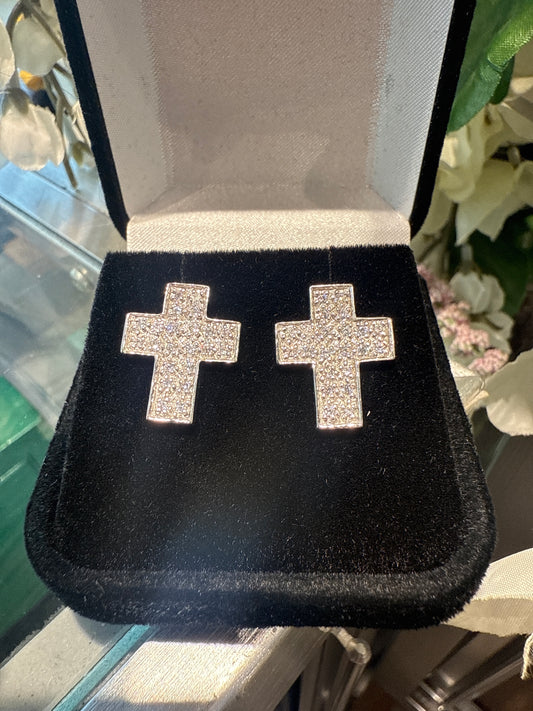 Silver cross earrings