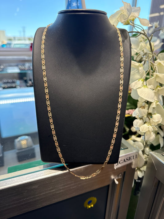 Tri colored gold chain