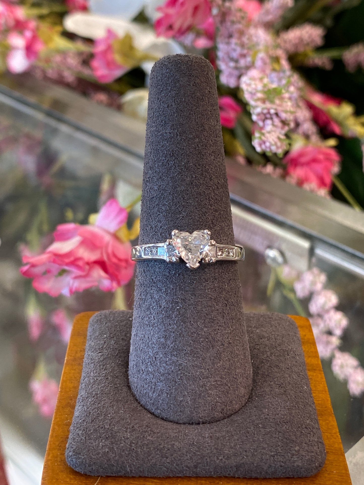 14k White Gold Heart Diamond Engagement Ring
