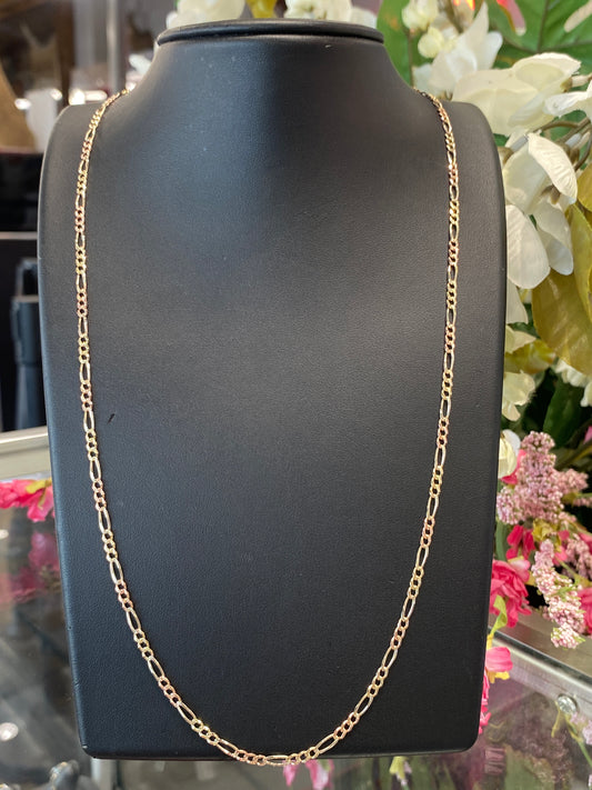 14k Tri Gold Fígaro Chain