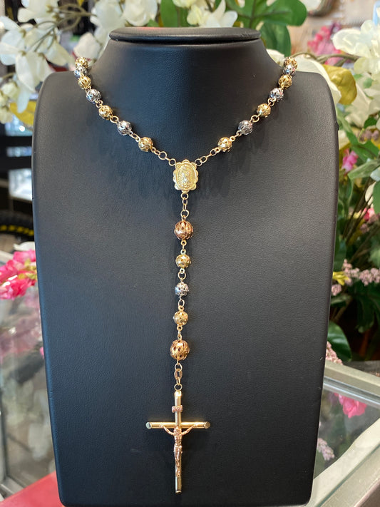 14k Tri Gold Rosary