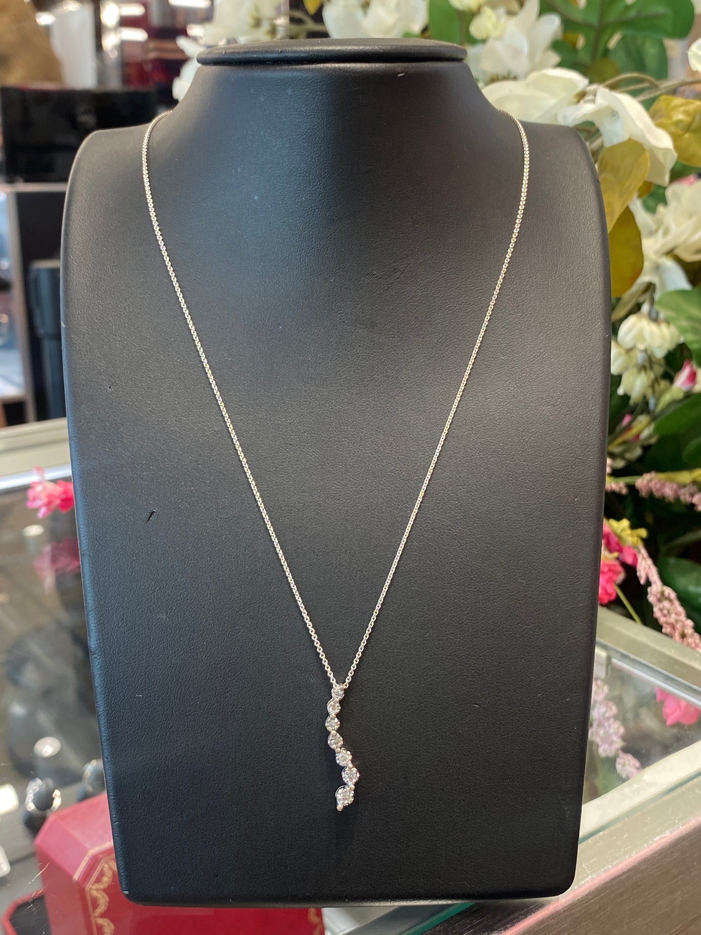Silver Chain W/Diamond Pendant