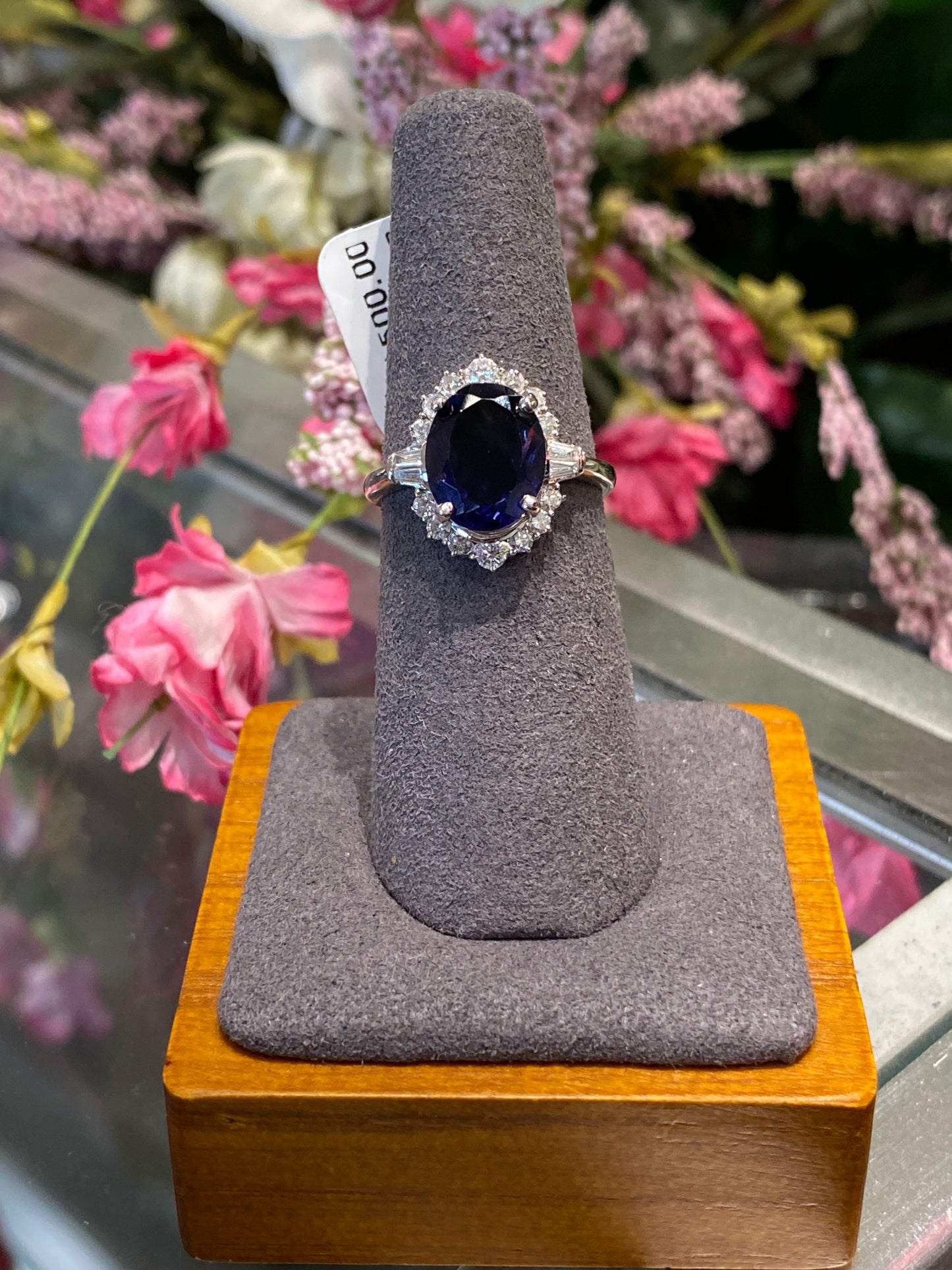 18k White Gold Iolite & Diamond Ring