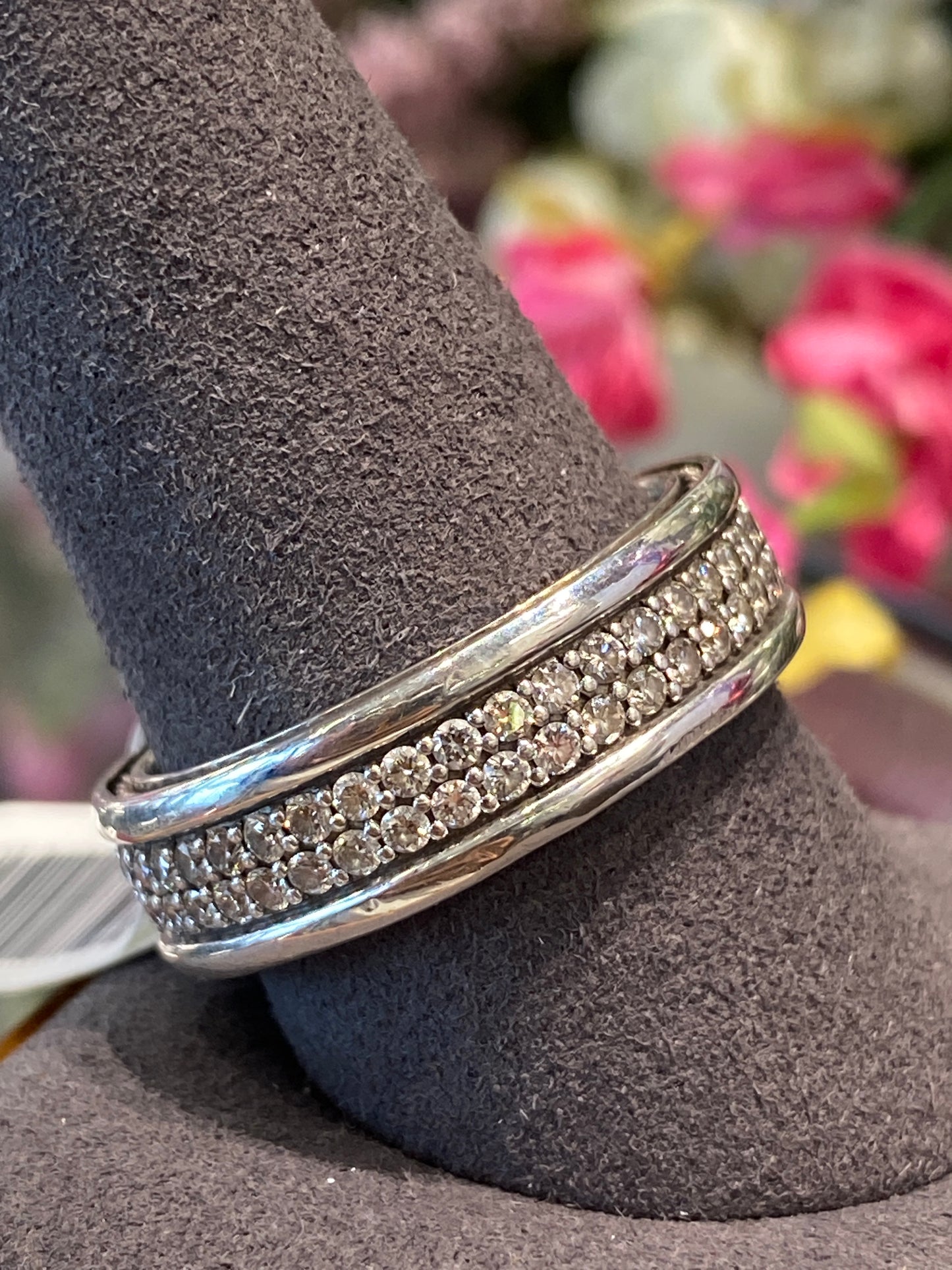 Silver David Yurman Diamond Band