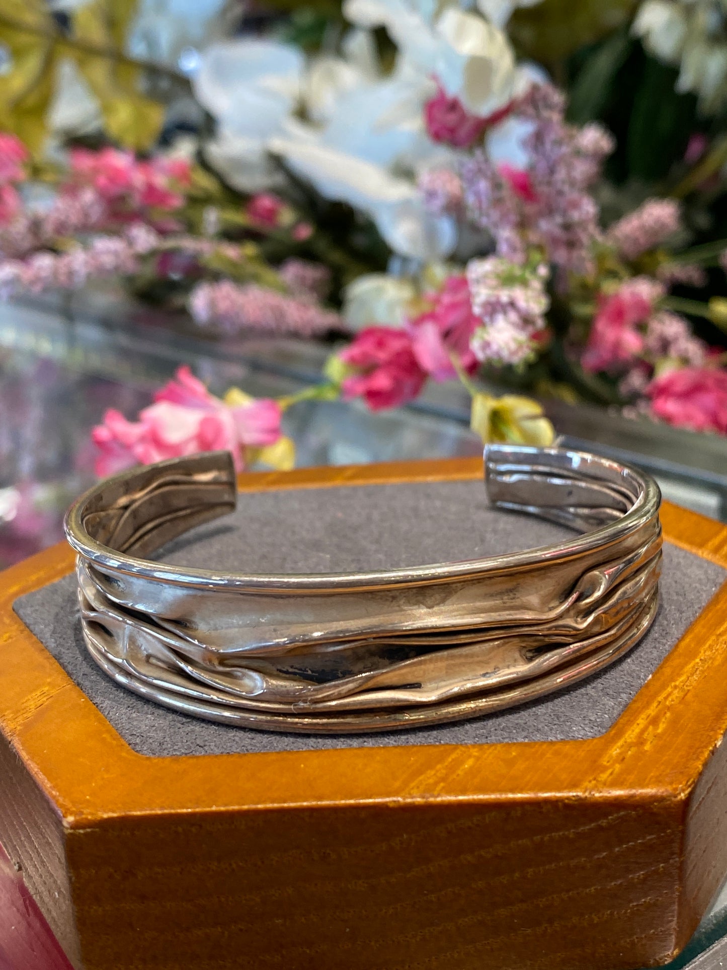 Silver Cuff Bracelet With Design