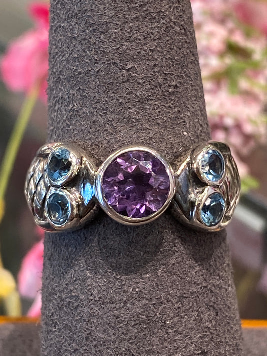 Silver Ring With Colored Stones
