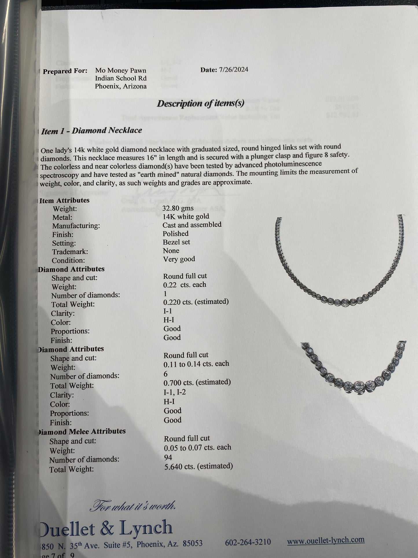 14k White Gold Diamond Necklace