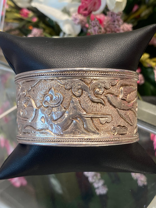Silver Cuff Bracelet With Design