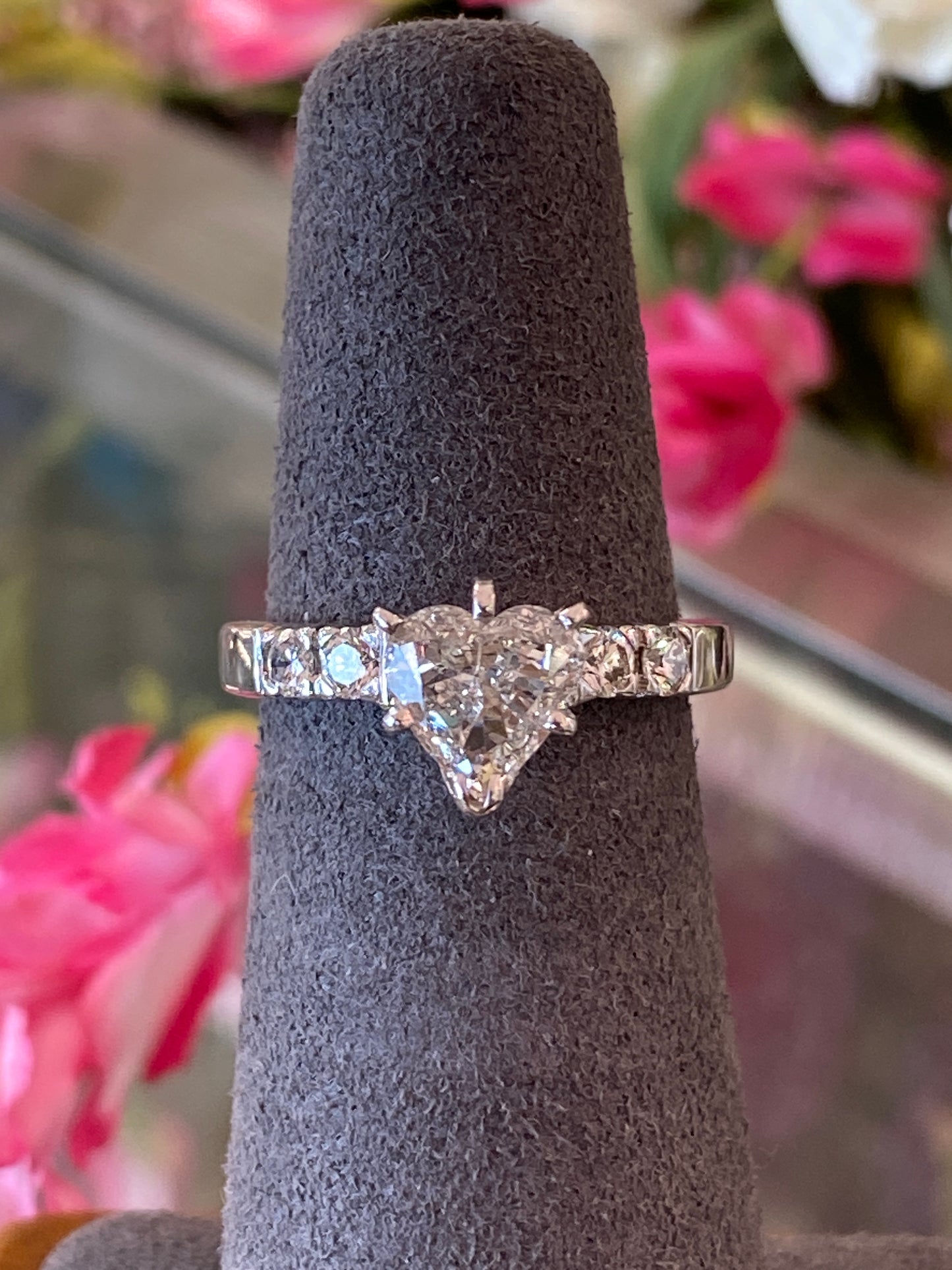 14k White Gold Diamond Heart Engagement Ring
