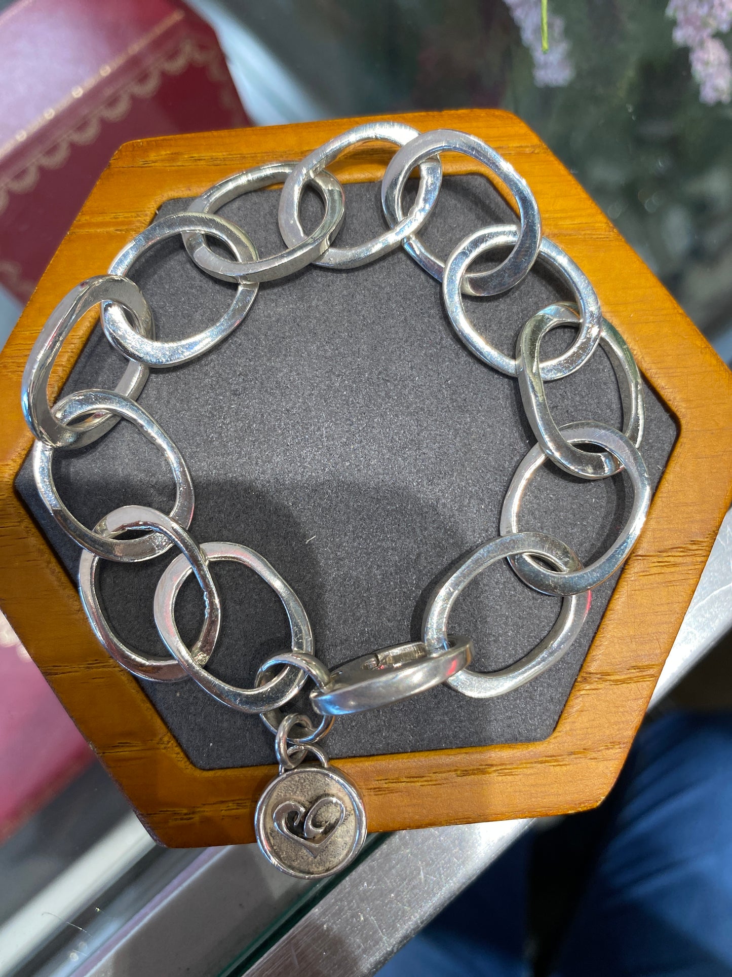 Silver Link Bracelet With Charm