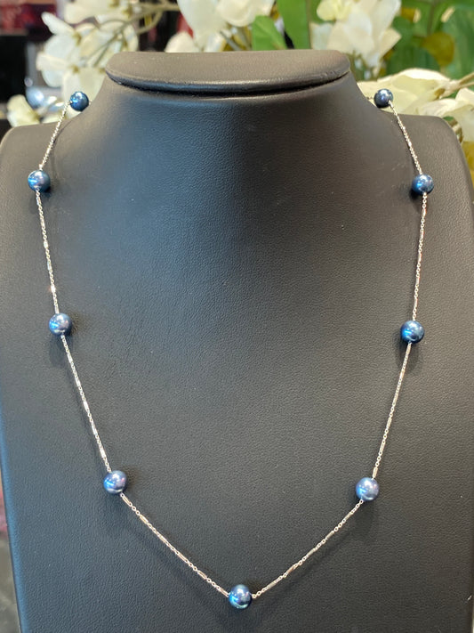 14k White Gold Pearl Chain