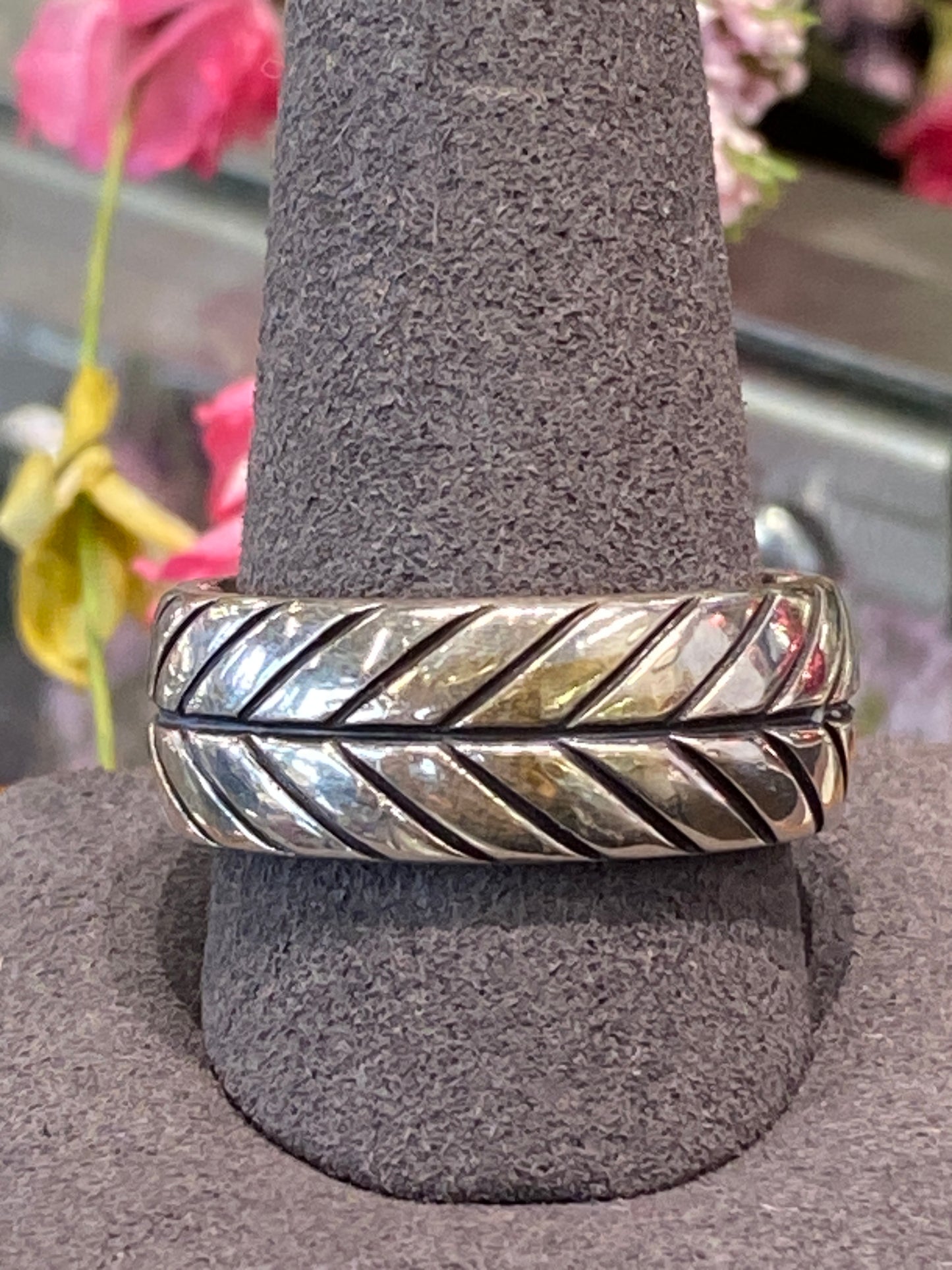 Silver David Yurman Chevron Ring