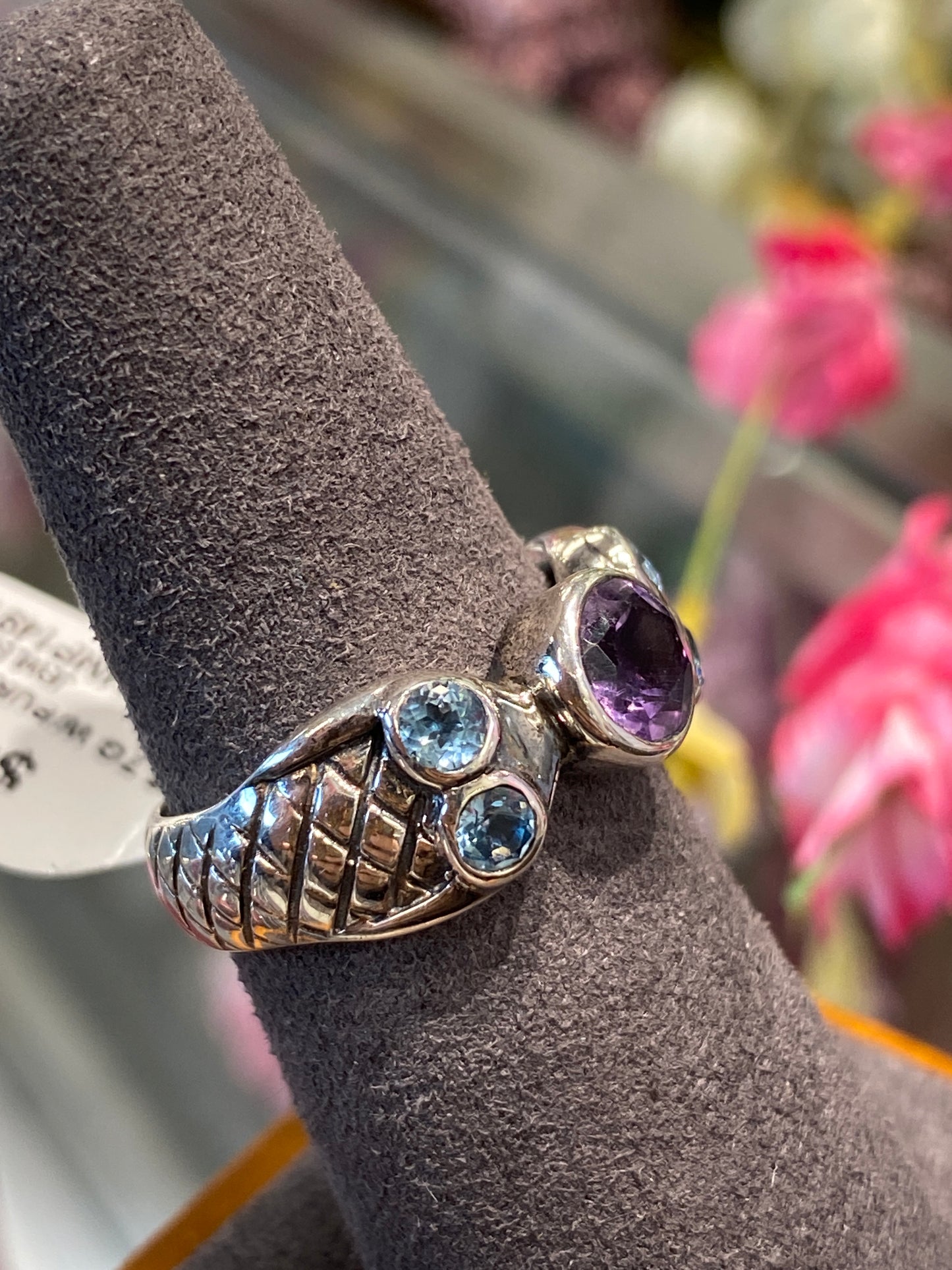 Silver Ring With Colored Stones