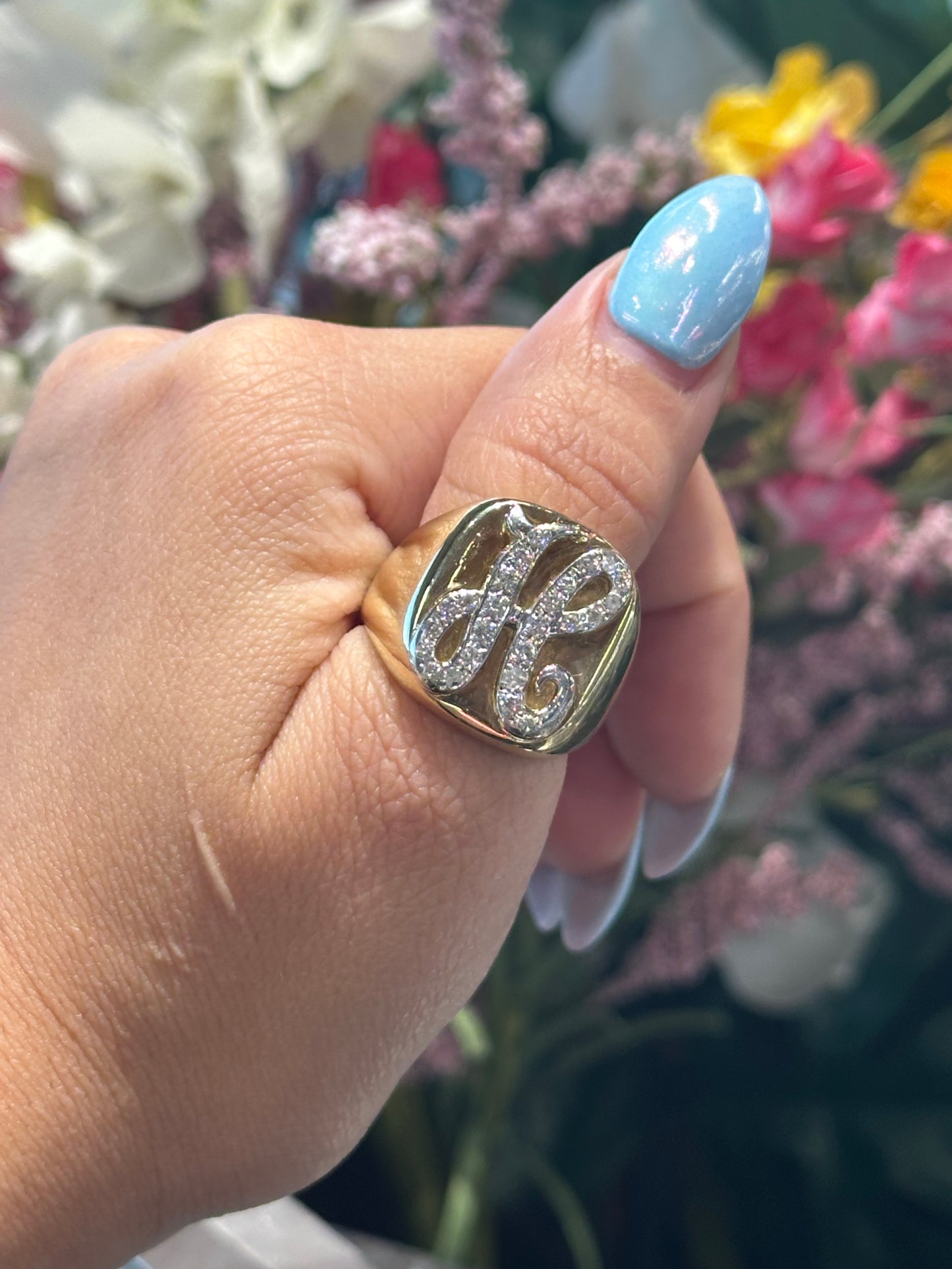 Gold initial ring