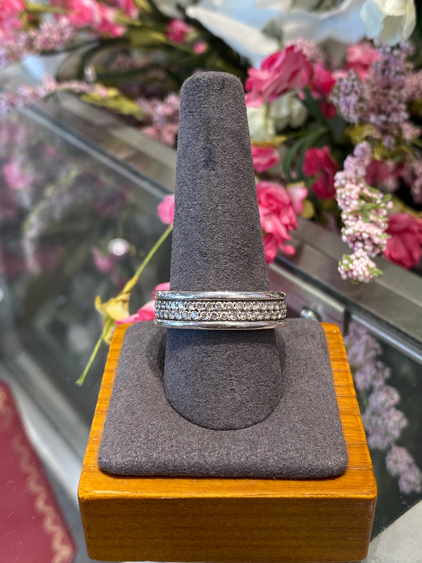 Silver David Yurman Diamond Band