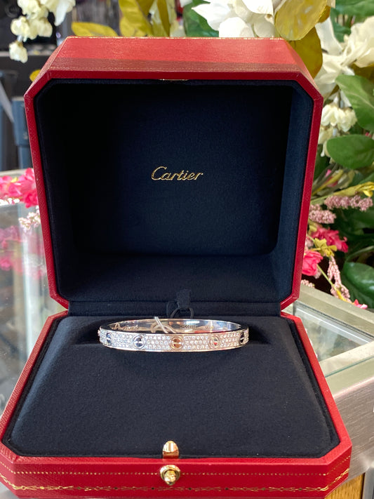 18k White Gold Cartier Love Bracelet With Diamonds