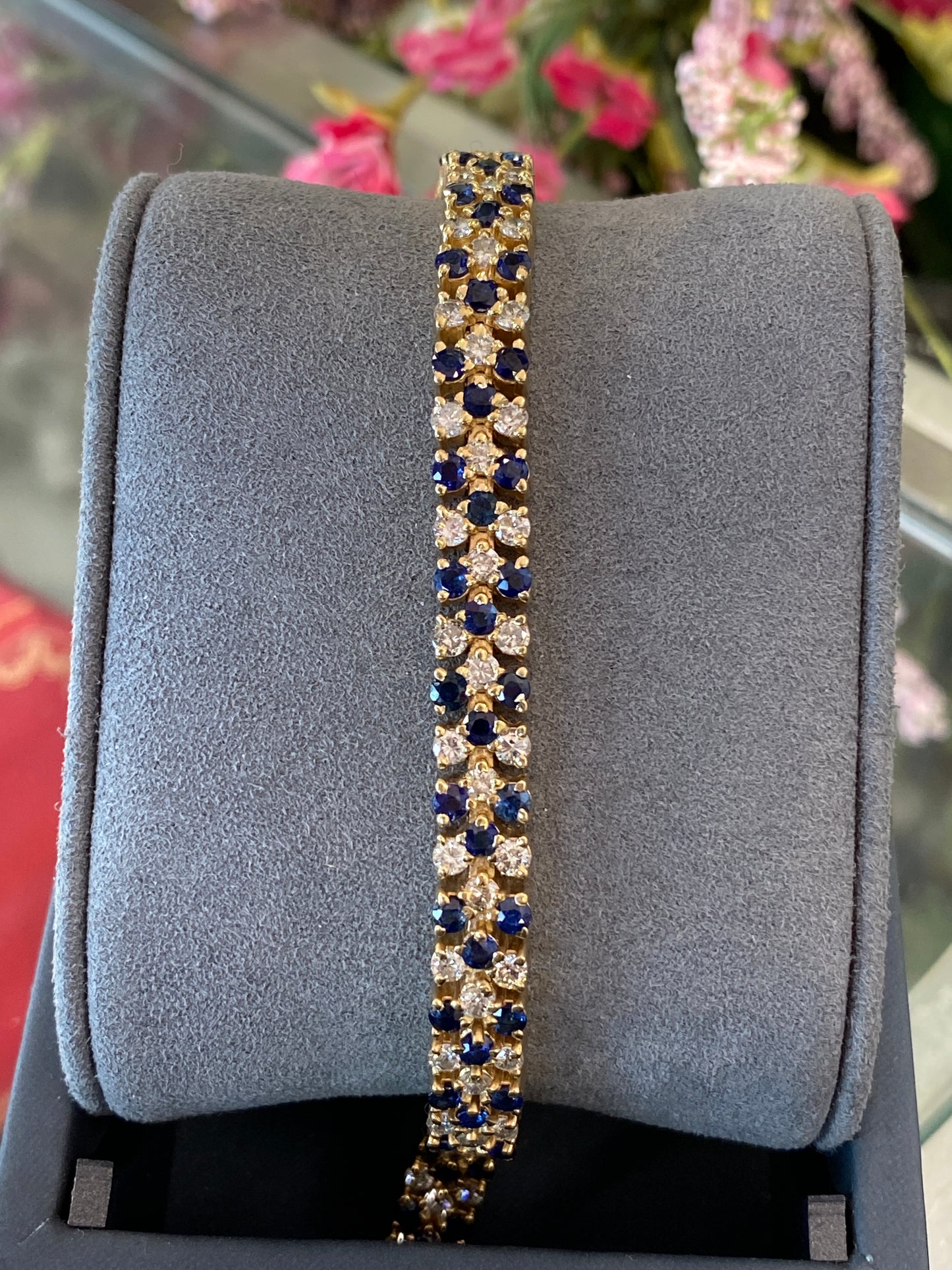 14k Yellow Gold Sapphire & Diamond Bracelet