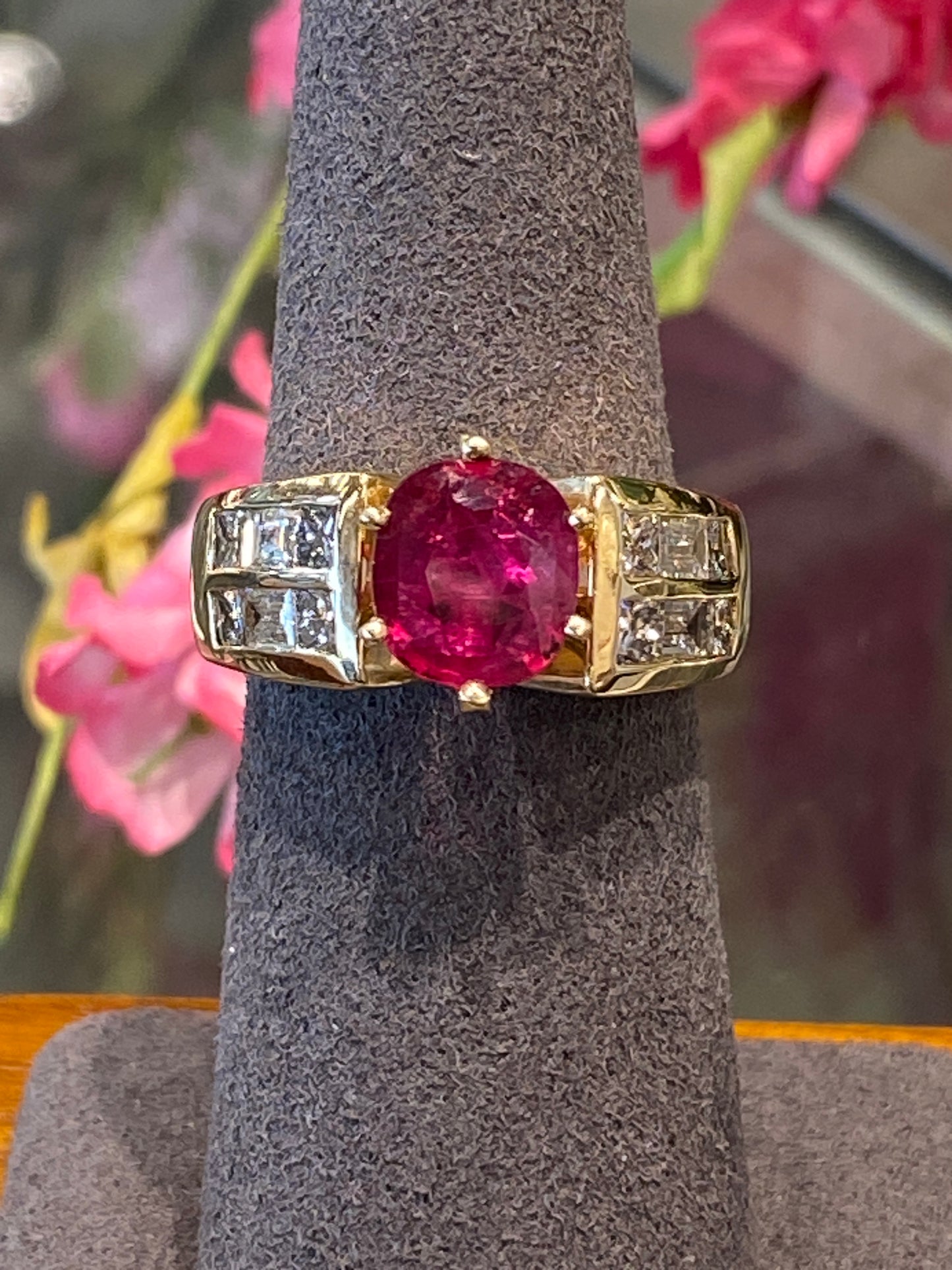 14k Yellow Gold Ruby & Diamond Ring