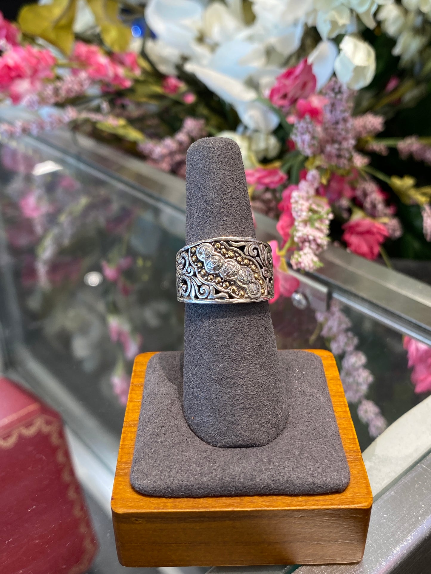 Silver Two Tone Ring With Diamonds