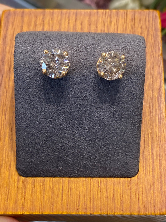 18k Yellow Gold Diamond Stud Earrings