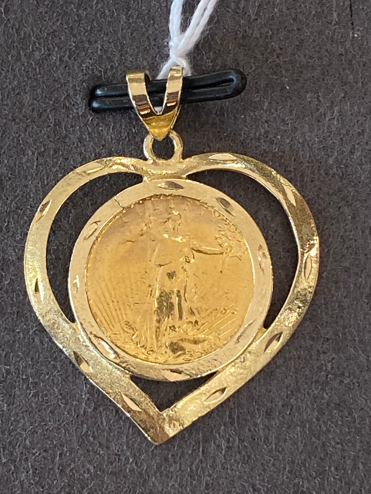 14k Yellow Heart Pendant With Coin