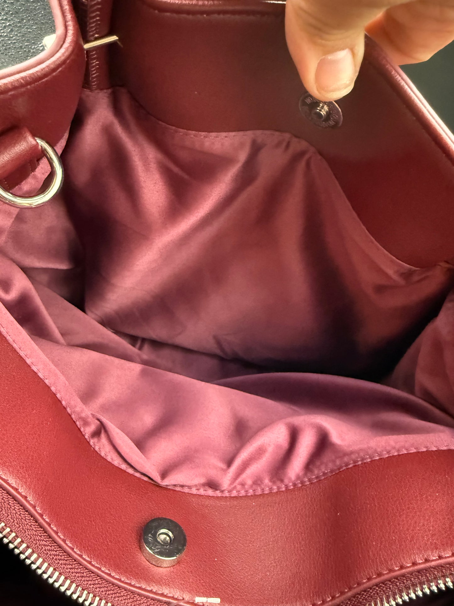Burgundy handbag