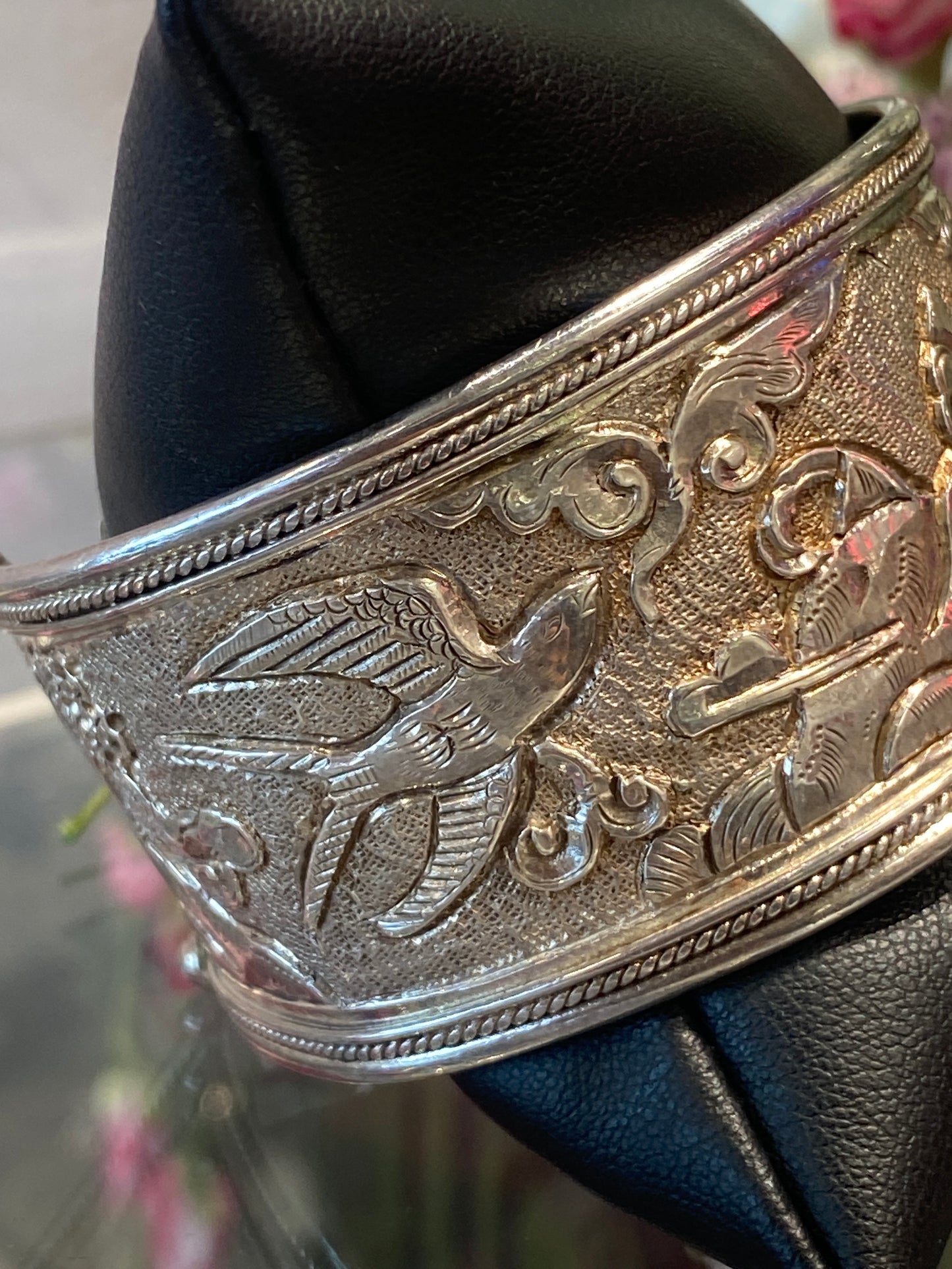 Silver Cuff Bracelet With Design