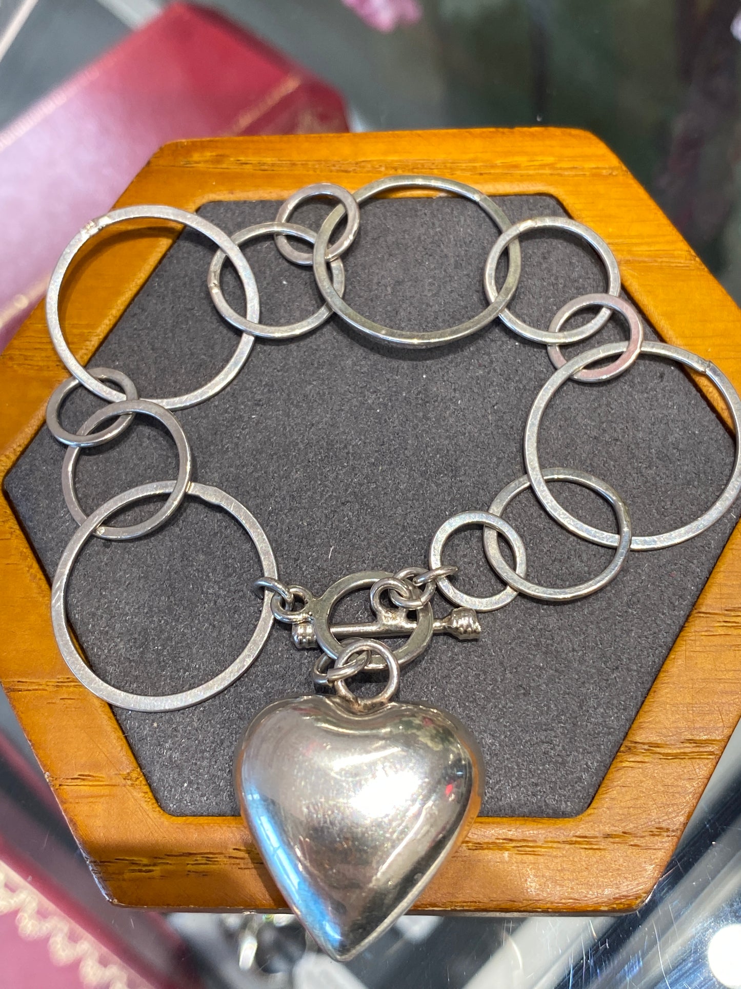 Silver Heart Toggle Bracelet