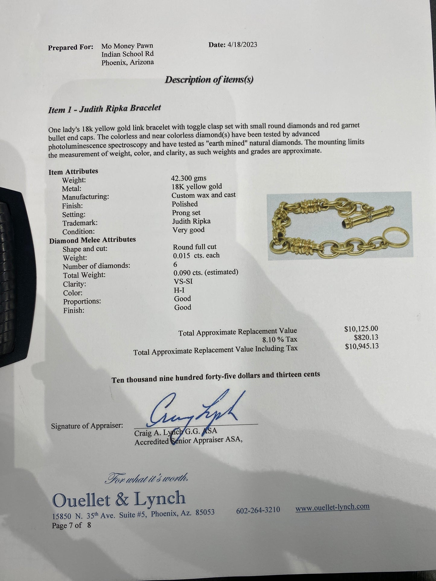 18k Yellow Gold Judith Ripka Bracelet