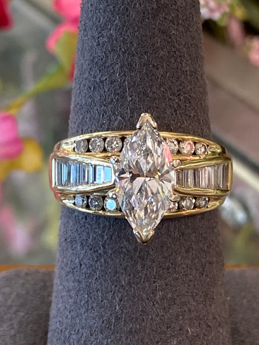 14k Yellow Gold Diamond Engagement Ring