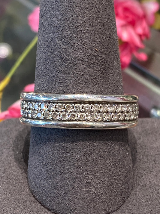 Silver David Yurman Diamond Band