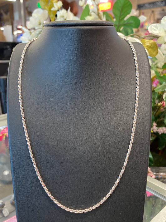 14k White Gold Rope Chain