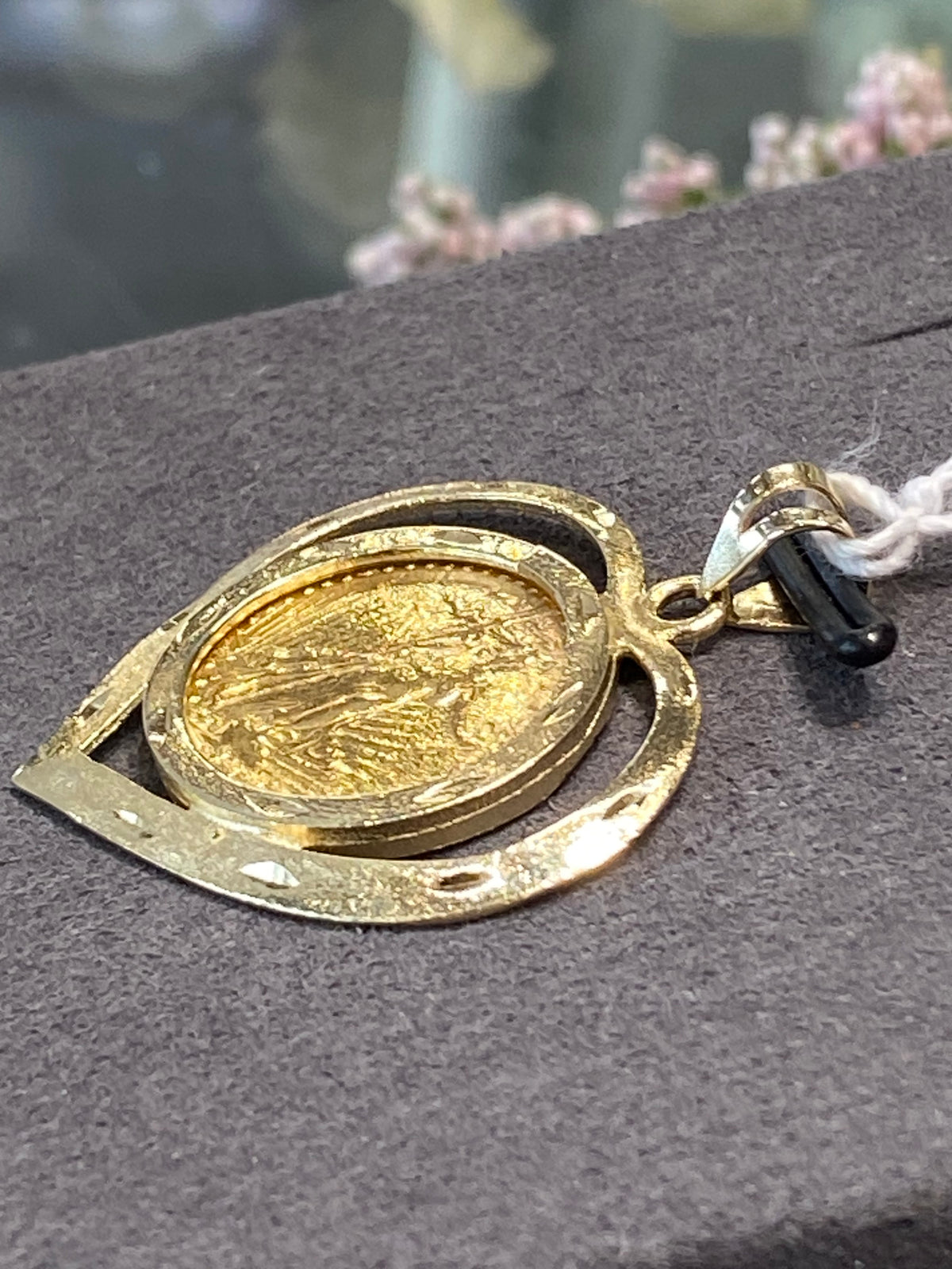 14k Yellow Heart Pendant With Coin