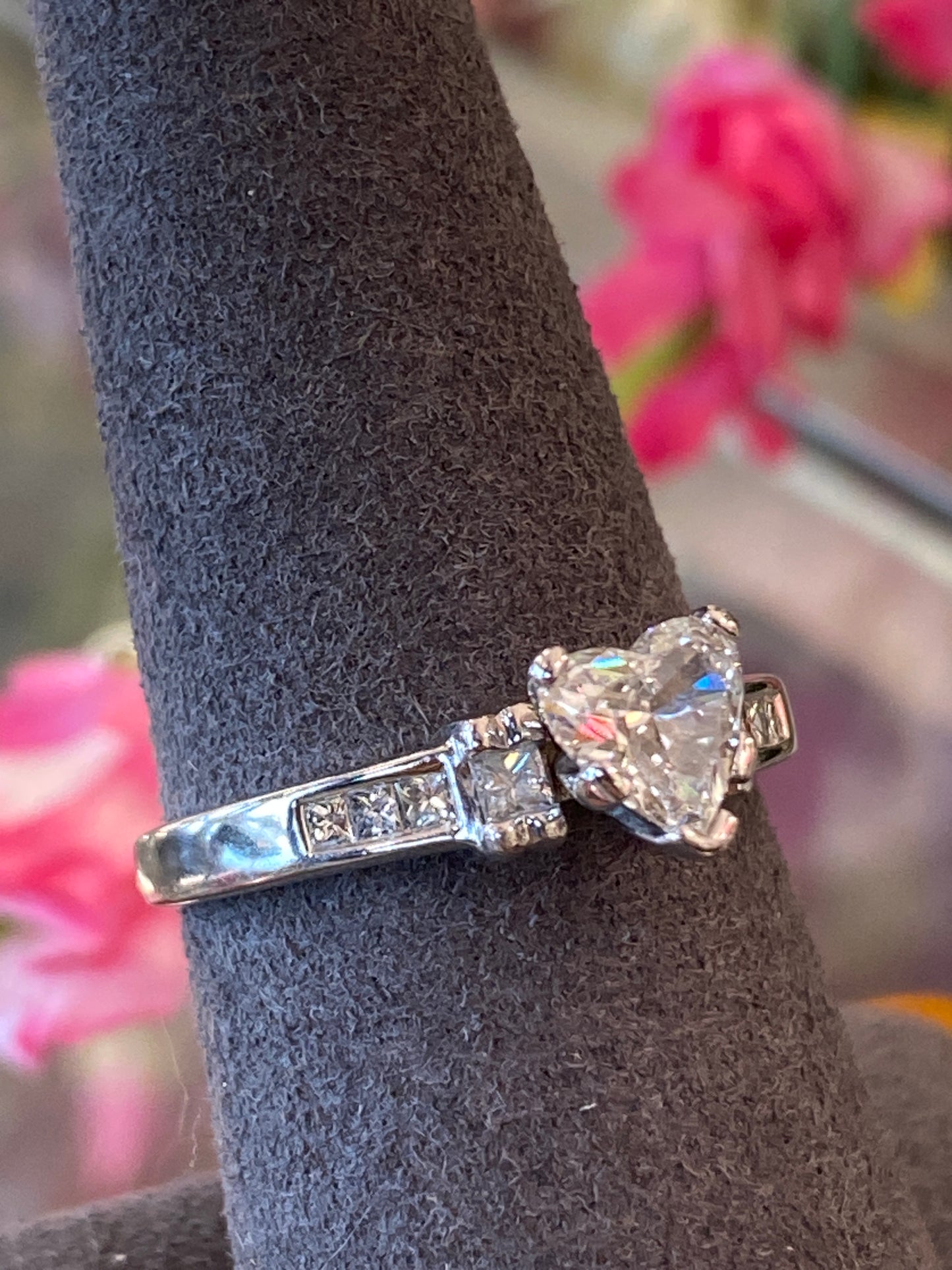 14k White Gold Heart Diamond Engagement Ring
