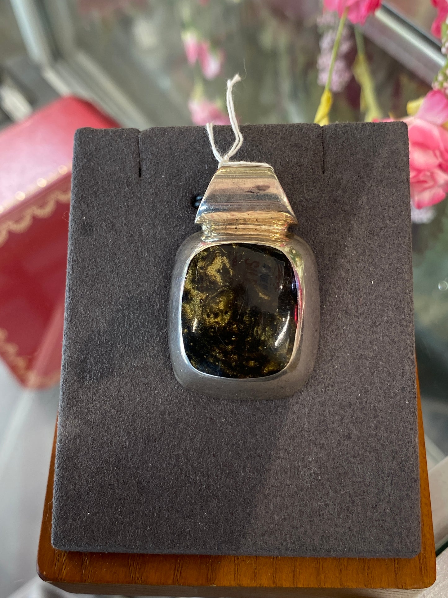Silver Charm With Colored Stone