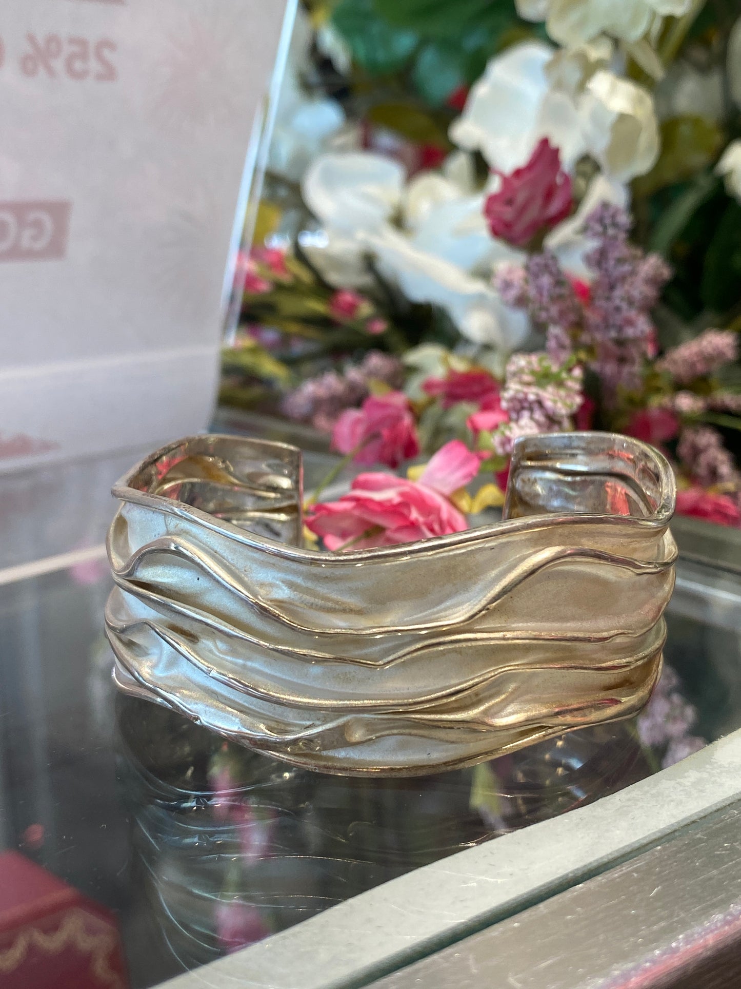 Silver Cuff Bracelet With Design