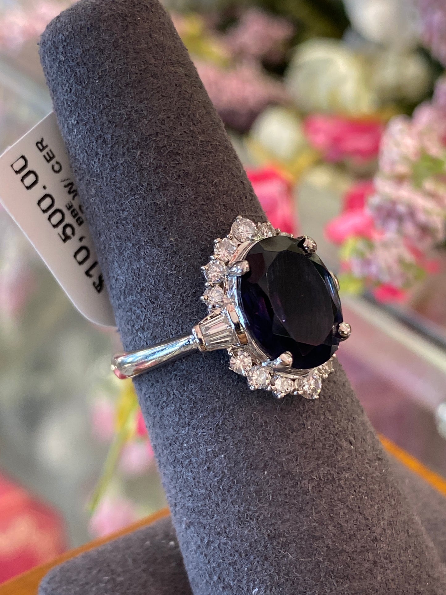 18k White Gold Iolite & Diamond Ring