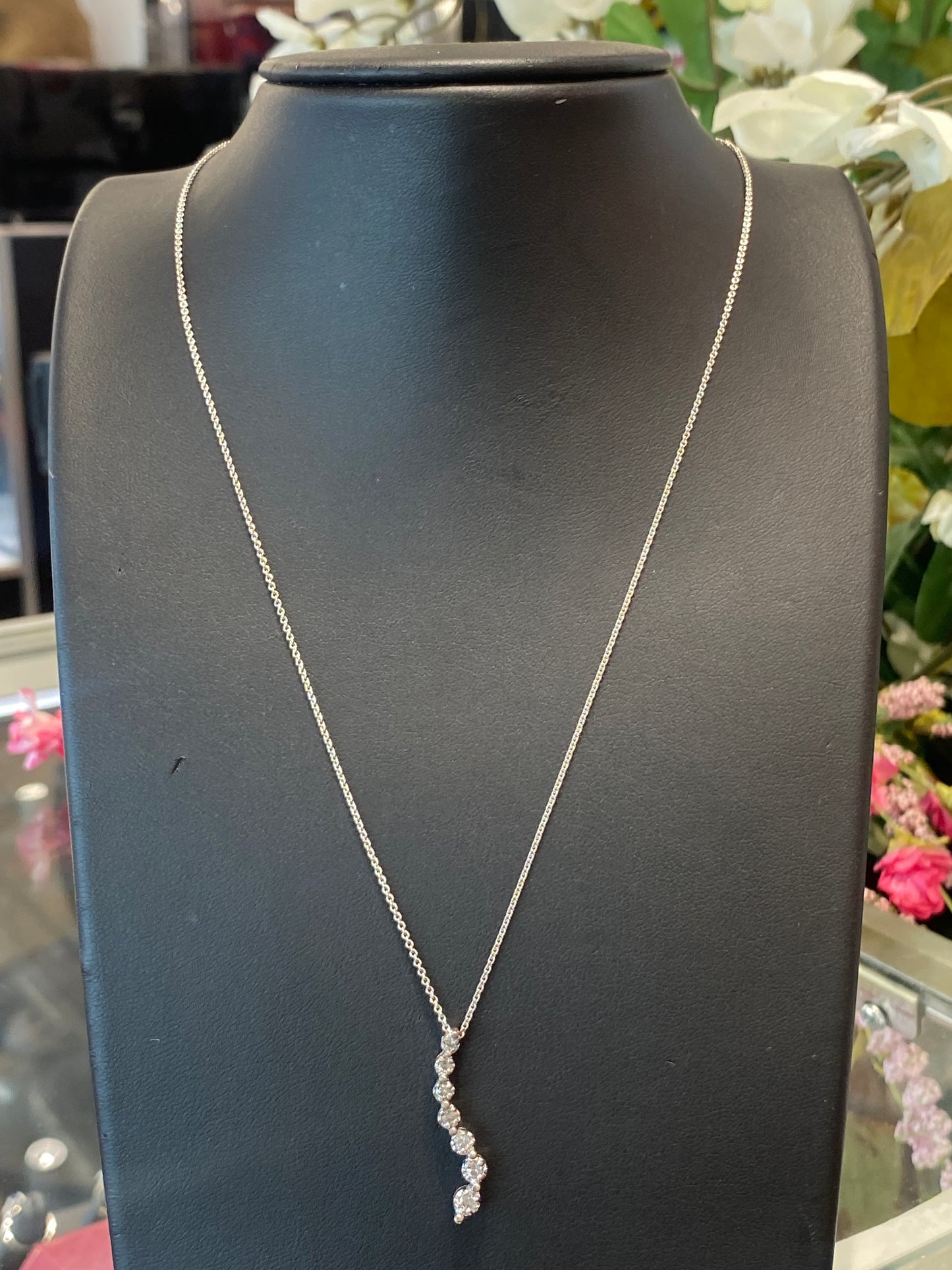 Silver Chain W/Diamond Pendant